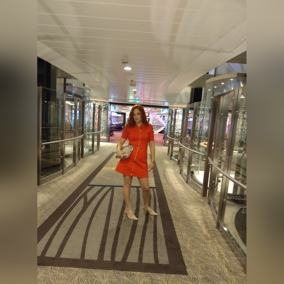 Karen Millen A Line Military Red Mini Dress With Front Zipper Sz 8 - Picture 7 of 7